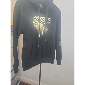 Size S-NEW CR-24 Bordo Cromato "Blessed" Metallic Chrome Foil Strawberry Hoodie.